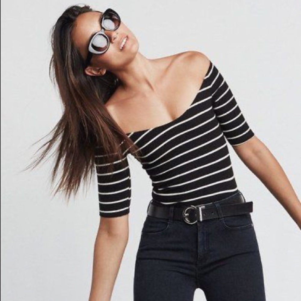 Reformation S Striped Bondi Off-The-Shoulder Top